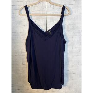 Torrid women’s tank top camo saw navy lace collar adjustable straps plus size ￼